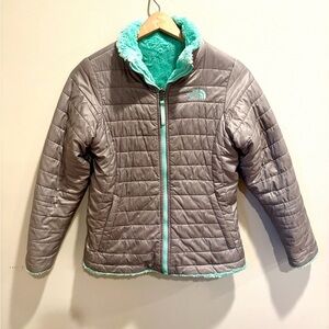 Girls The North Face Grey and Mint Jacket